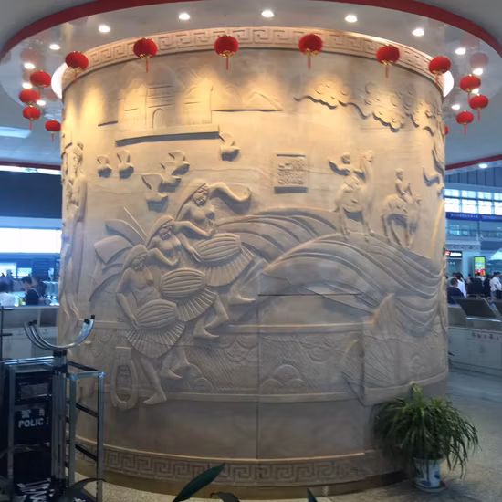 White Yellow Sandstone Relief for Wall Decoration