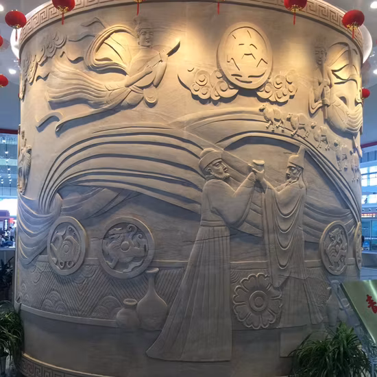 White Yellow Sandstone Relief for Wall Decoration