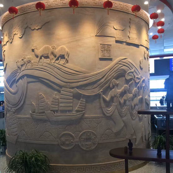 White Yellow Sandstone Relief for Wall Decoration