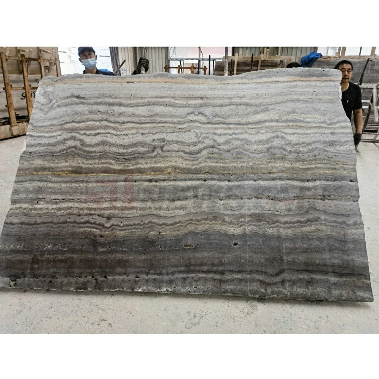 Turkey Natural Marble Stone Silver Travertine Marble Floor Tile Wall Decoration Custom Size Marble Slab Silver Travertine Marble