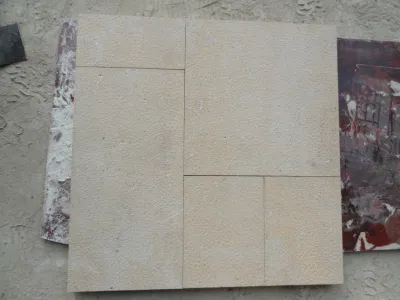French Pattern Floor Paver European Classical Type Beige Limestone Honed or Bushhammered